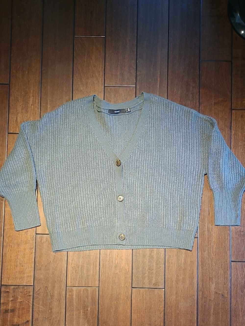 Vero Moda Olive Knit V-Neck Button Cardigan